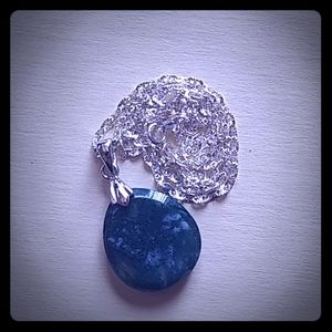 925 solid silver necklace with stone pendant